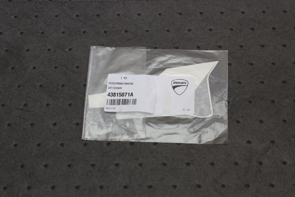 2016-18 DUCATI Hypermotard 939 L/H Left Headlight Cowl Decal Sticker Graphic # 4