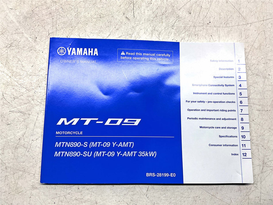 Yamaha MT-09 Owners Manual
