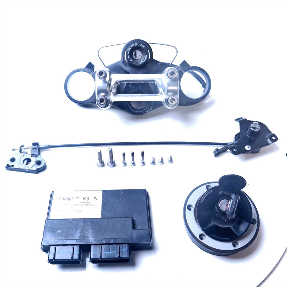2017 Triumph Speed Triple 1050 R Lock Set, ECU, Top Yoke & Risers - T2501989