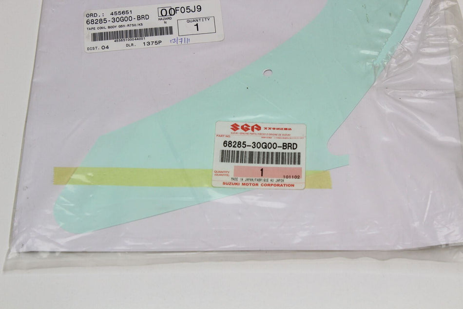 2004-05 SUZUKI GSX R750 Front Cowl Tape Decal Sticker # 68285-30G00-BRD