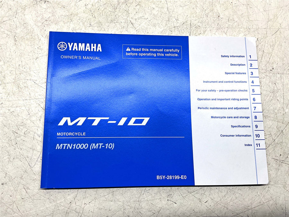 Yamaha MT-10 Owners Manual