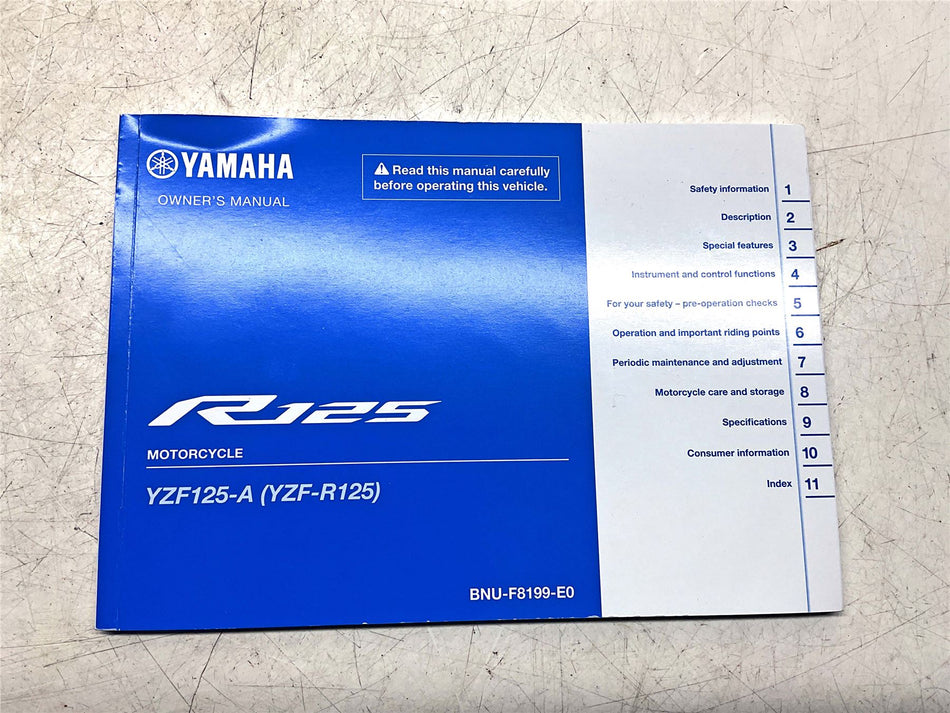 Yamaha YZF-R 125 Owners Manual