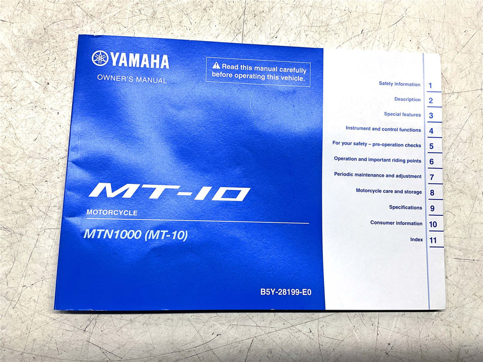 Yamaha MT-10 Owners Manual