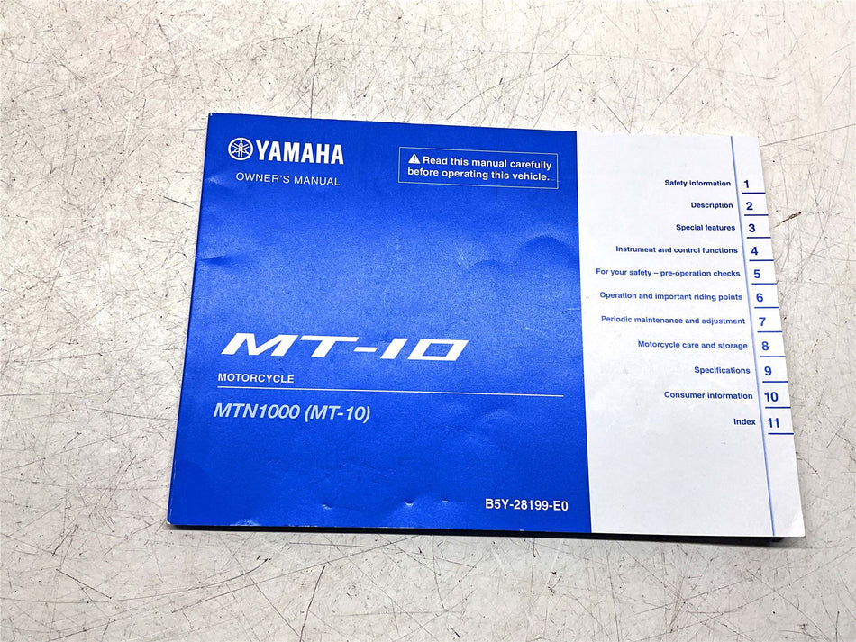 Yamaha MT-10 Owners Manual